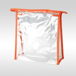 Косметичка ПВХ прозрачная оранжевая на молнии 19 17 6 см