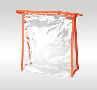 Косметичка ПВХ прозрачная оранжевая на молнии 19 17 6 см