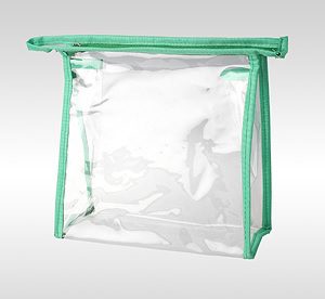 Прозрачная косметичка из пленки ПВХ салатовая 13 x 13 x 6 см