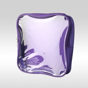Большая фиолетовая косметичка-сумка с прозрачной передней стороной
