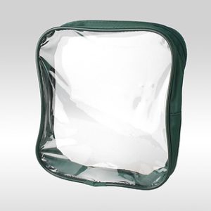 Зелёная прозрачная косметичка-сумка из ПВХ с кедером