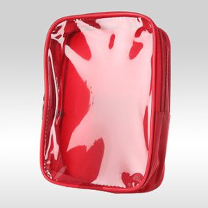 Косметичка-сумка с прозрачной фронтальной стороной из ПВХ красная