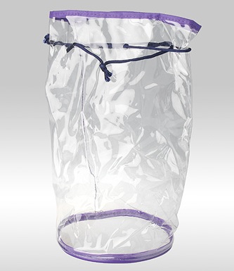 Прозрачная косметичка мешок-тубус с круглым дном, фиолетовый кедер, на шнурке