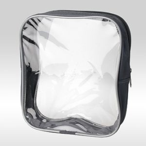 Серая прозрачная косметичка-сумка из ПВХ с кедером (металлик)