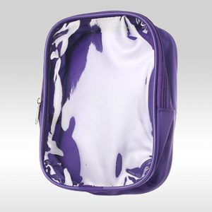 Фиолетовая сумка косметичка с прозрачной стороной из ПВХ
