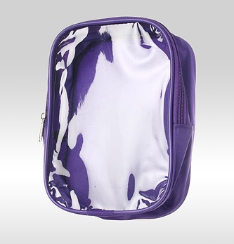 Фиолетовая сумка косметичка с прозрачной стороной из ПВХ
